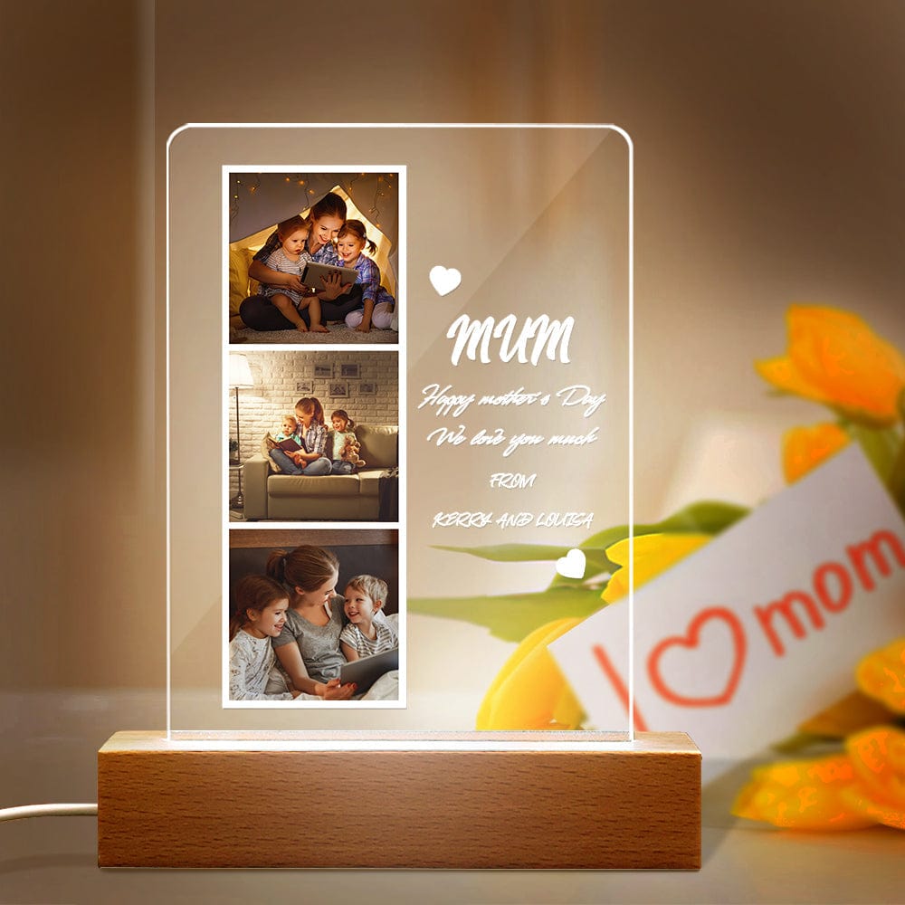 Custom Photo and Name Night Light Acrylic Mother's Day Gift for Mum