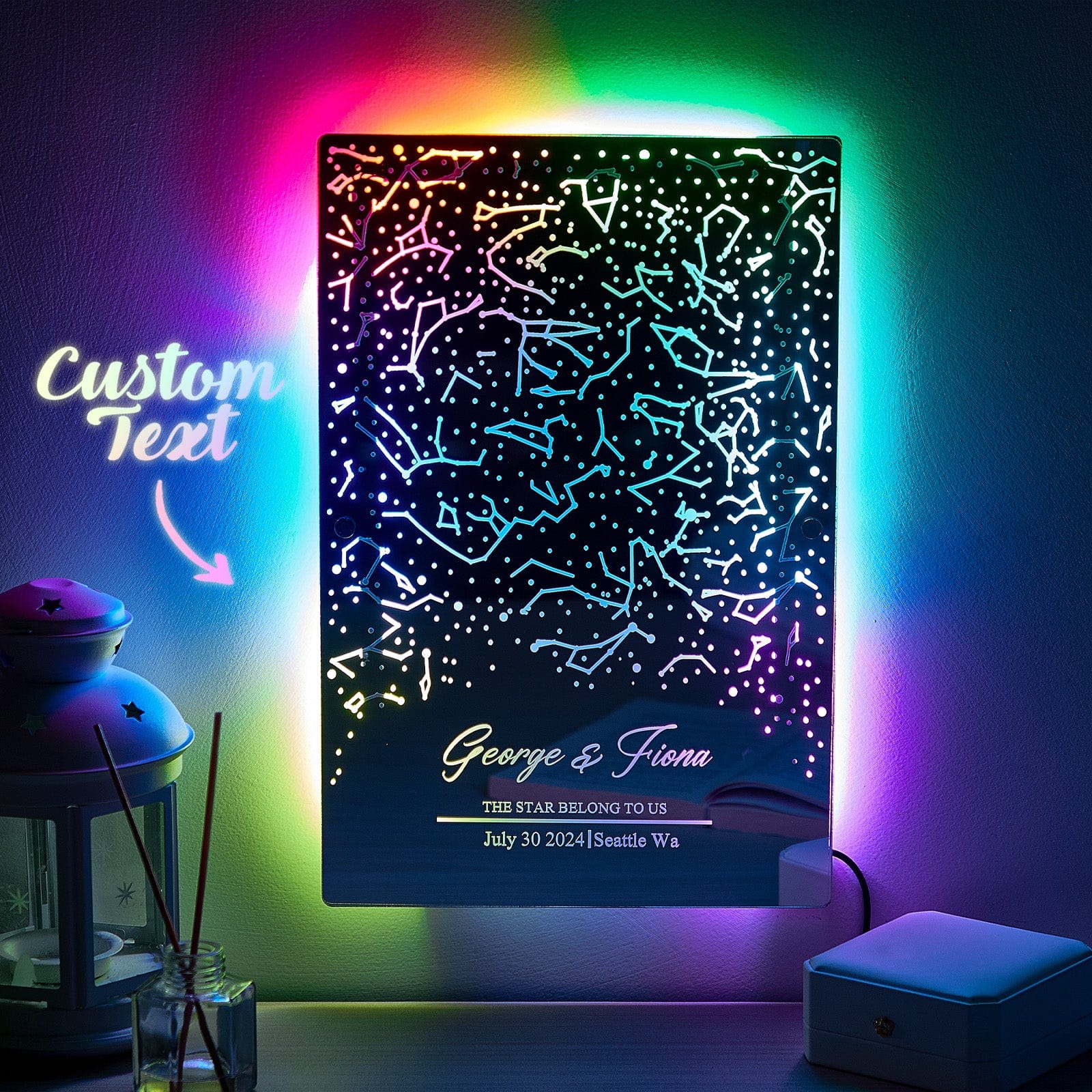 Custom Constellation Star Map LED Mirror Night Light Personalized Christmas Gift