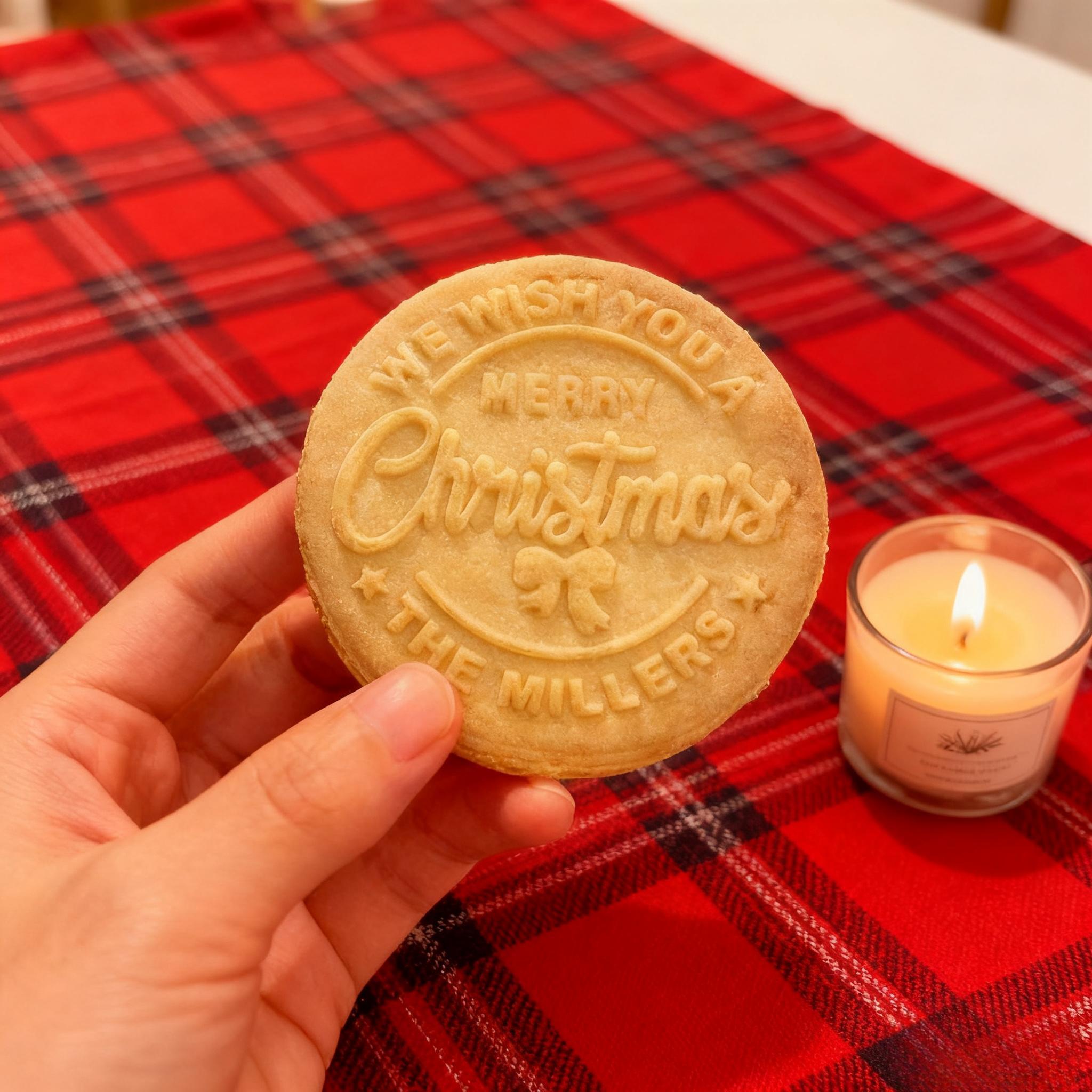 Personalized Merry Christmas Cookie Stamp Family Holiday Baking Acrylic Cookie Stamp