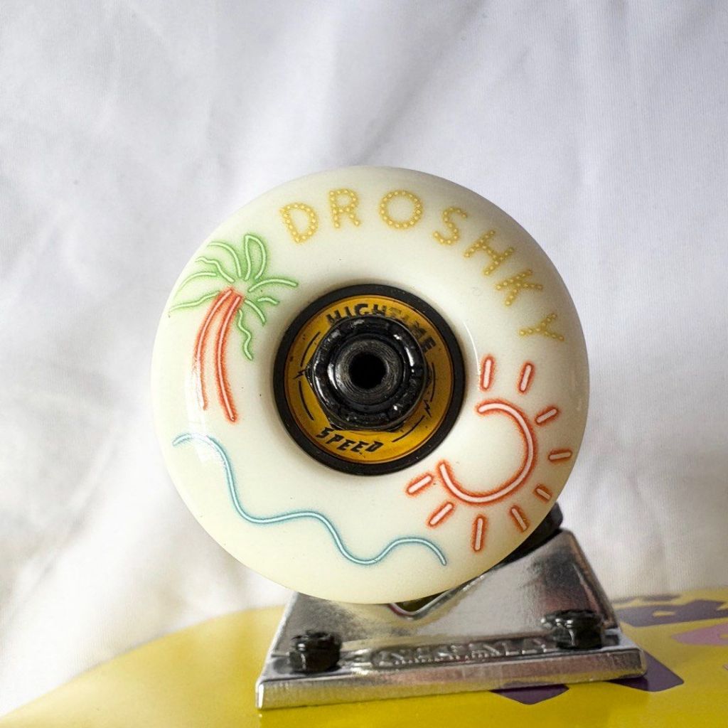 Nomad “Drunk Yellow” 7.875” x 31.5” Custom Skateboard Complete-Halfpiped