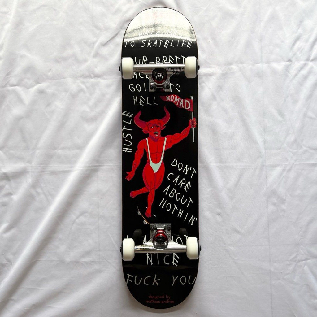 Nomad “Devil”” 7.875”x 31.25” Custom Skateboard Complete-Halfpiped