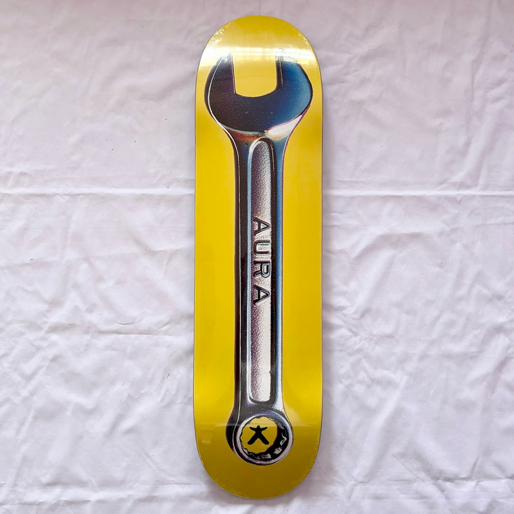 Aura “Yellow Wrench” 8.25” x 31.5” Skateboard Deck-Halfpiped 