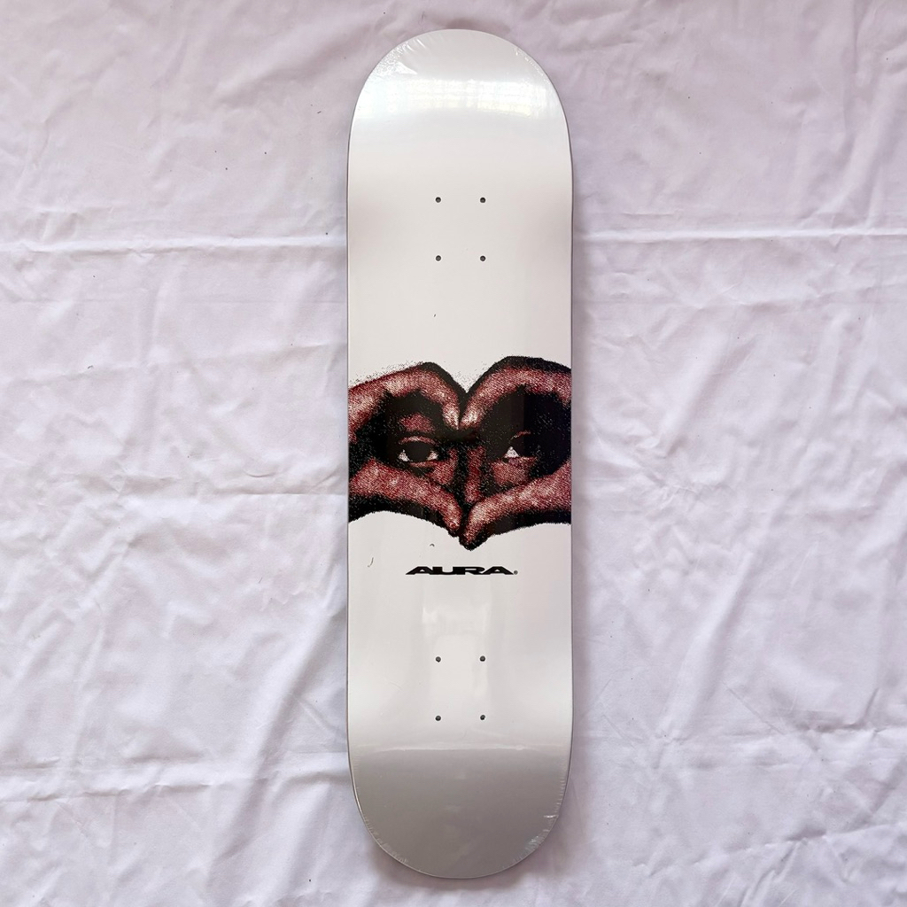 Aura “White Heart” 8.25” x 31.5” Skateboard Deck-Halfpiped 