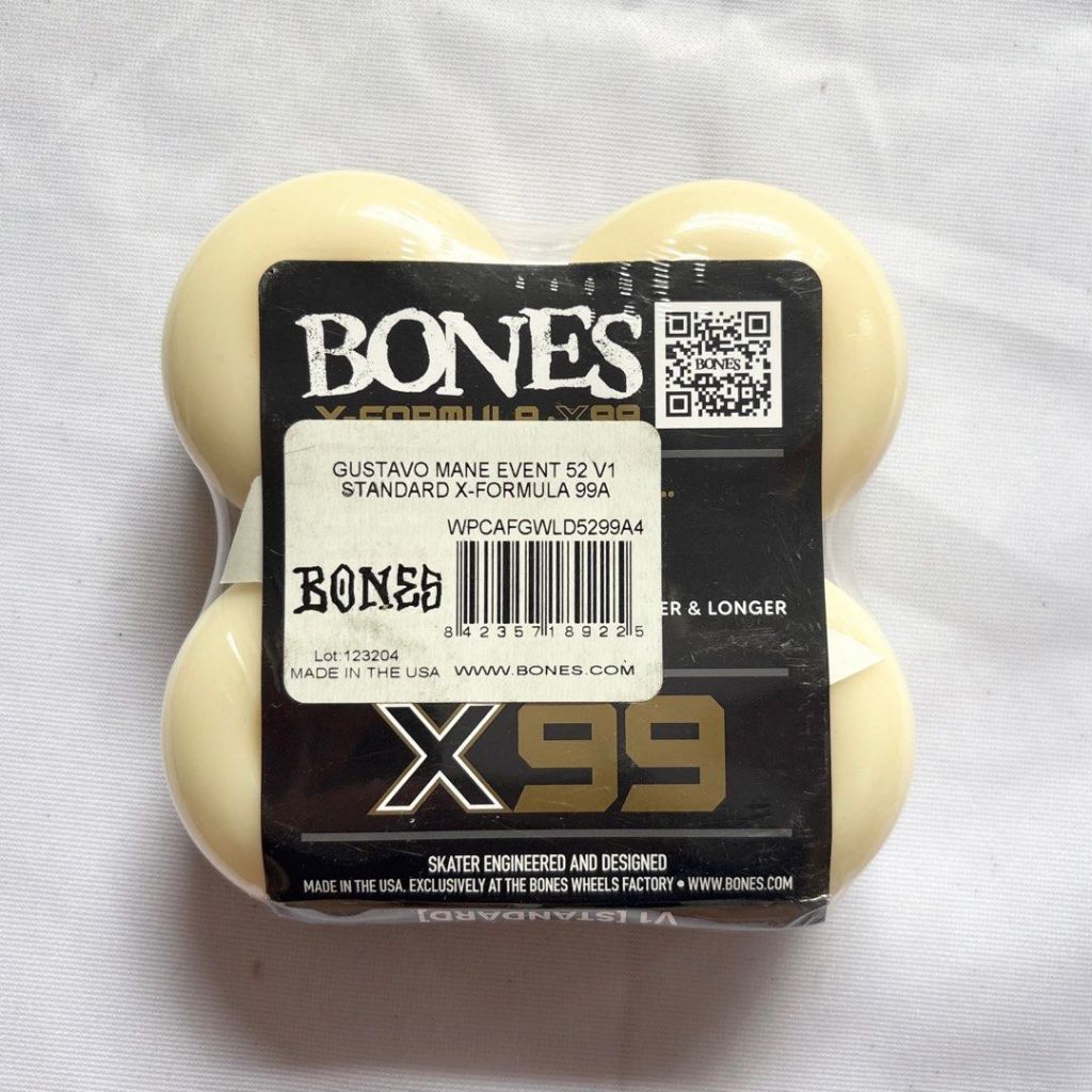 Bones “Mane” 52mm 99a V1 Standard X-Formula Skateboard Wheels-Halfpiped 