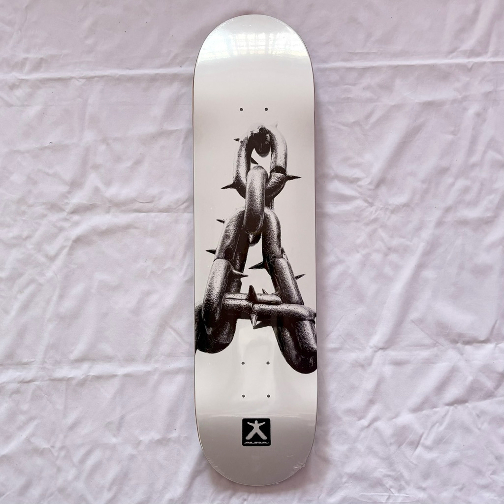 Aura “White Chains” 8.0” x 31.4” Skateboard Deck-Halfpiped 