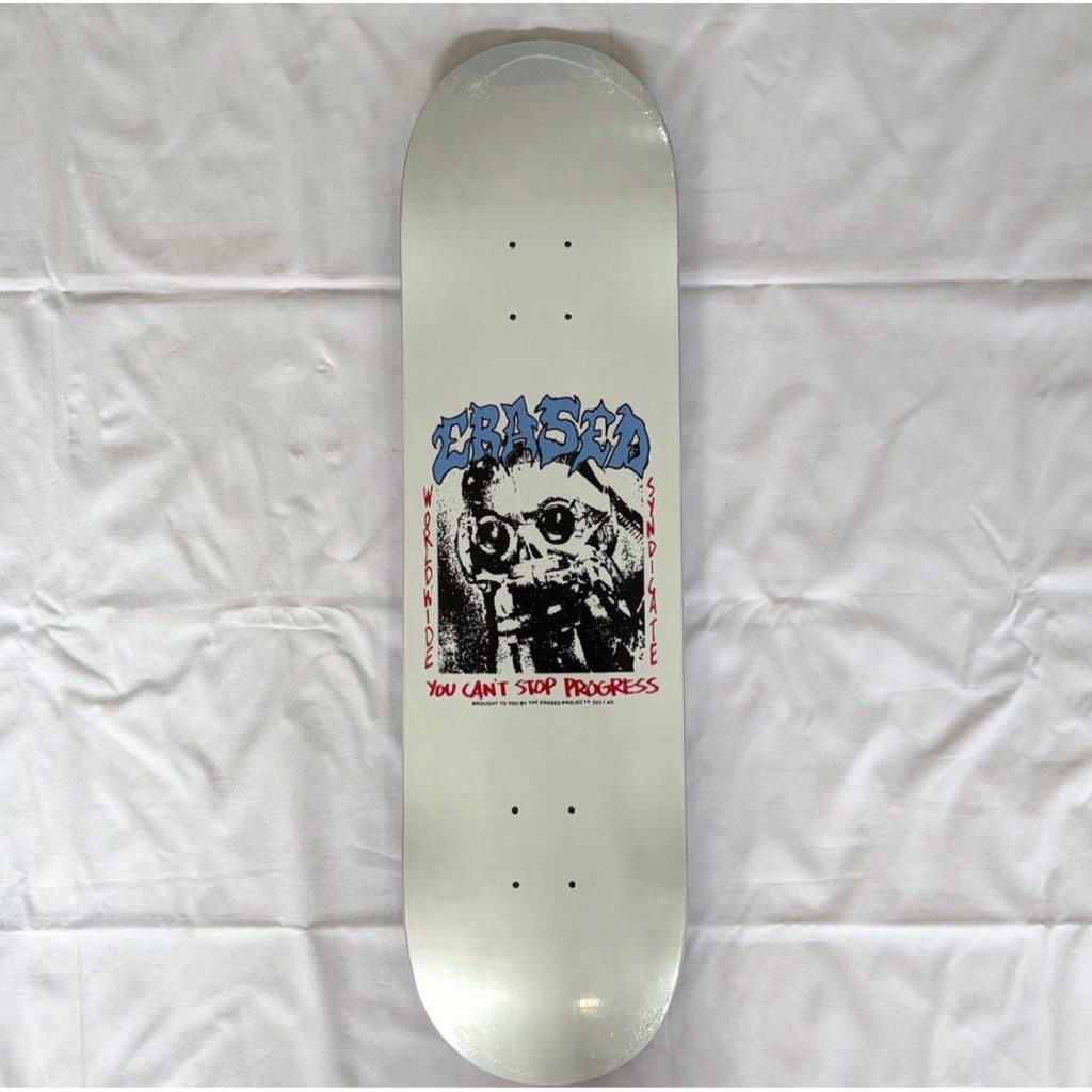 Erased “You Can't Stop Progress White” 8.0” x 31.4” / 8.25” x 31.5” Skateboard Deck-Halfpiped