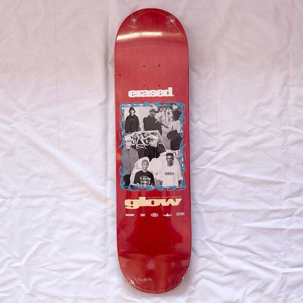 Erased “Glow Video Red” 8.0” x 31.4” Skateboard Deck
