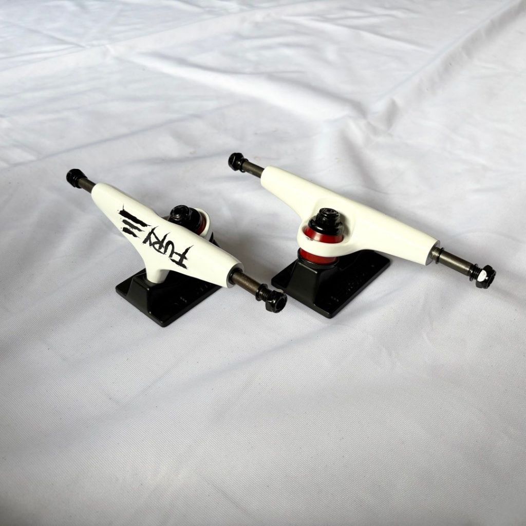 Fury 8.0"/8.25” White and Black Double Hollow Skateboard Trucks-Halfpiped 