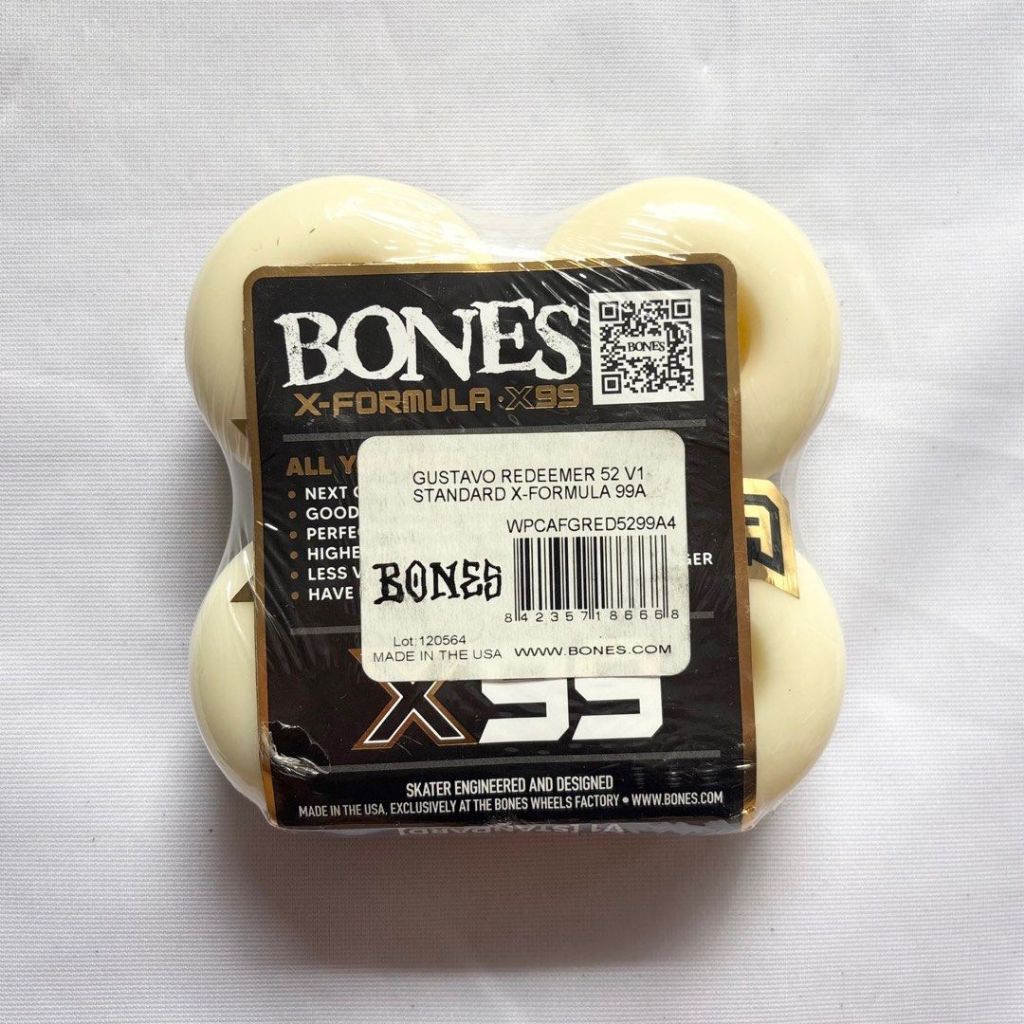 Bones “Redeemer” 52mm 99a V1 Standard X-Formula Skateboard Wheels-Halfpiped 