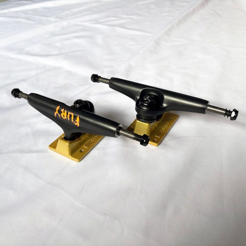 Fury Gold and Black 8.0”/8.25” Double Hollow Skateboard Trucks-Halfpiped 