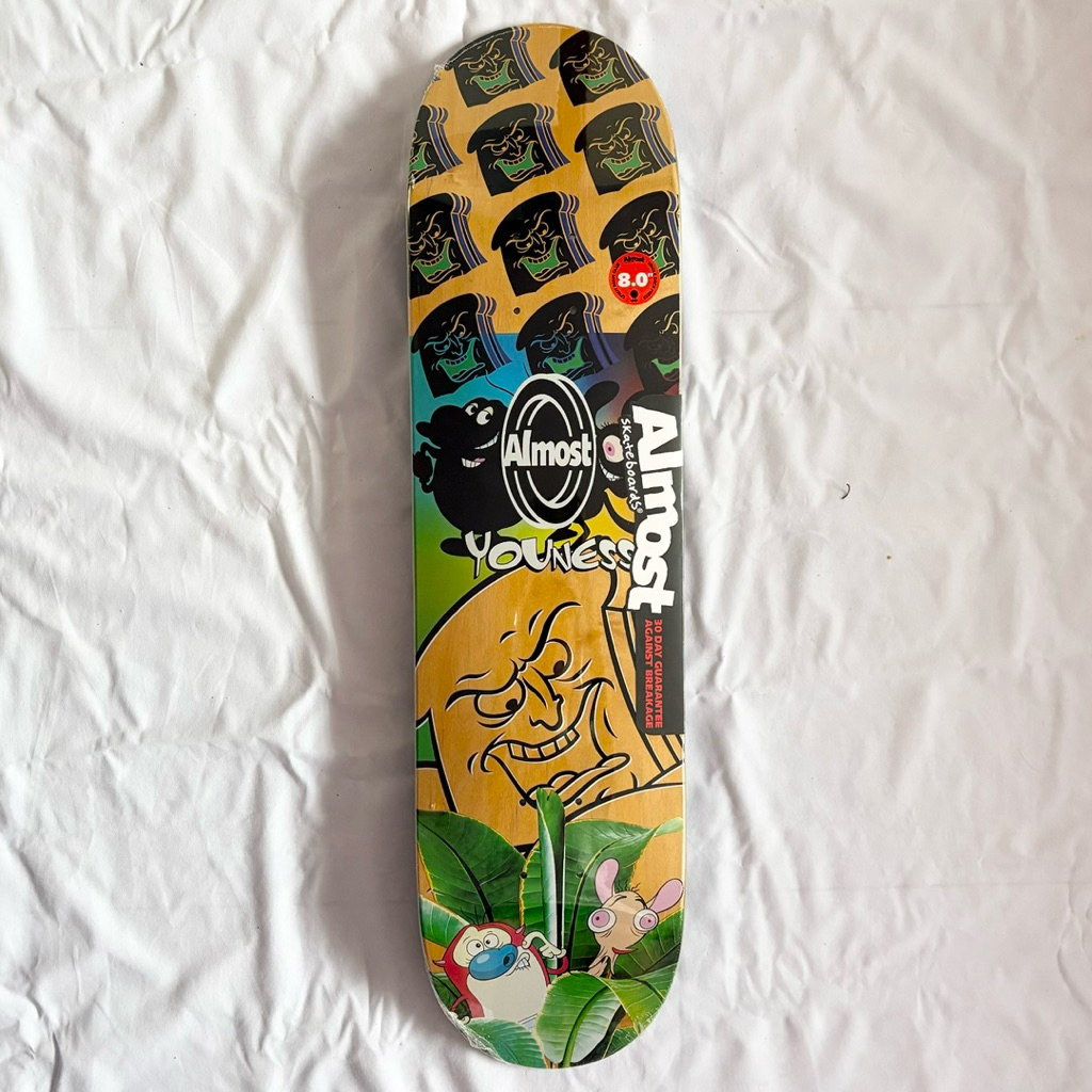 Almost x Ren and Stimpy “Mixed Up” 8.0” x 31.7” Youness Amrani Pro Model Skateboard Deck-Halfpiped 