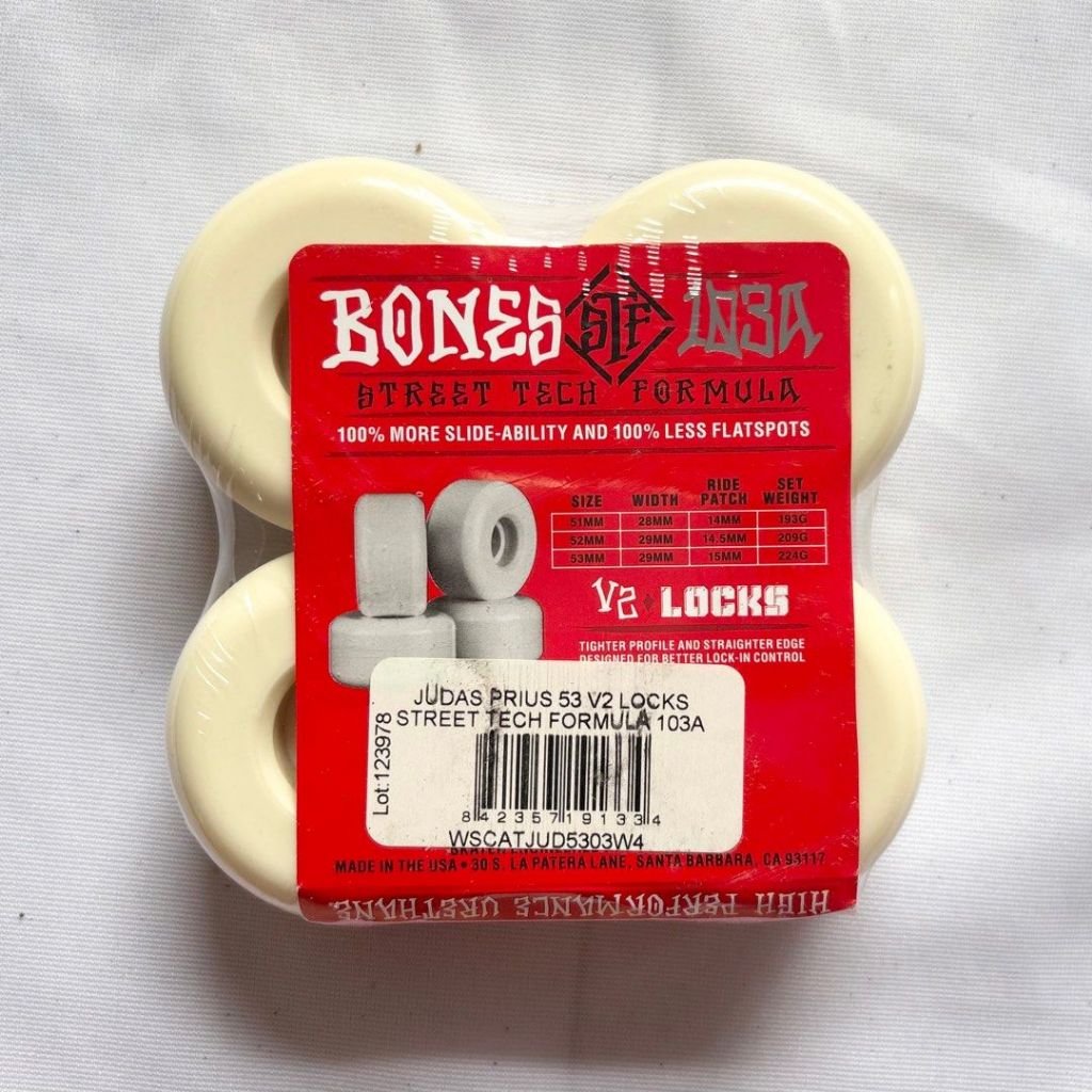 Bones “Prius” 52mm/53mm 103a V2 Locks Street Tech Formula Skateboard Wheels-Halfpiped 