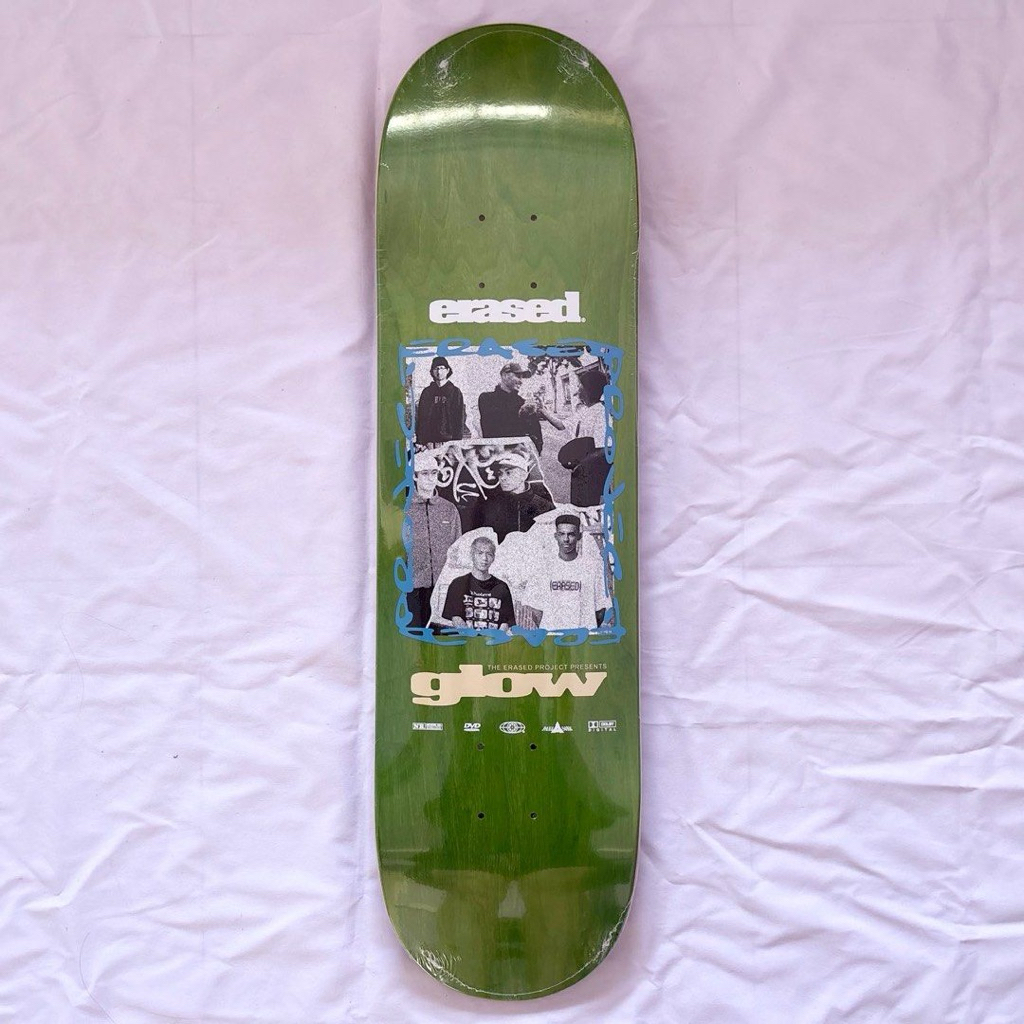 Erased “Glow Video Green” 8.25” x 31.5” Skateboard Deck-Halfpiped