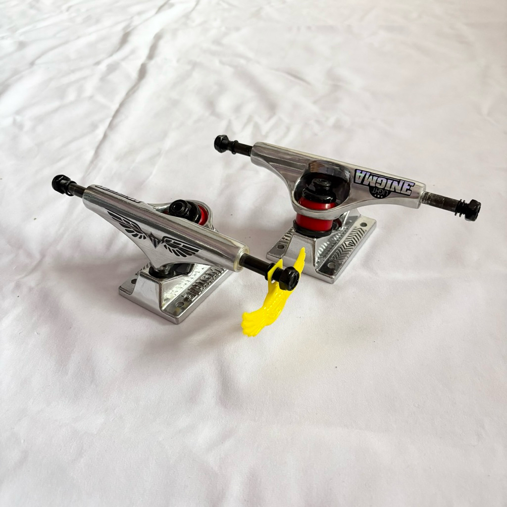 Enigma “Silver” 7.75” Skateboard Trucks-Halfpiped 
