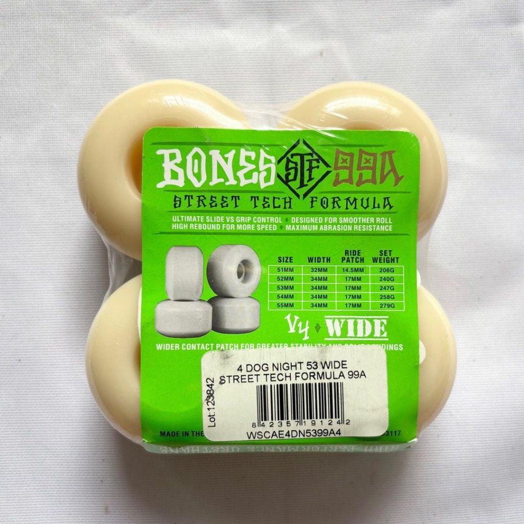 Bones “Dog Night” 53mm 99a Wide Street Tech Formula Skateboard Wheels-Halfpiped 