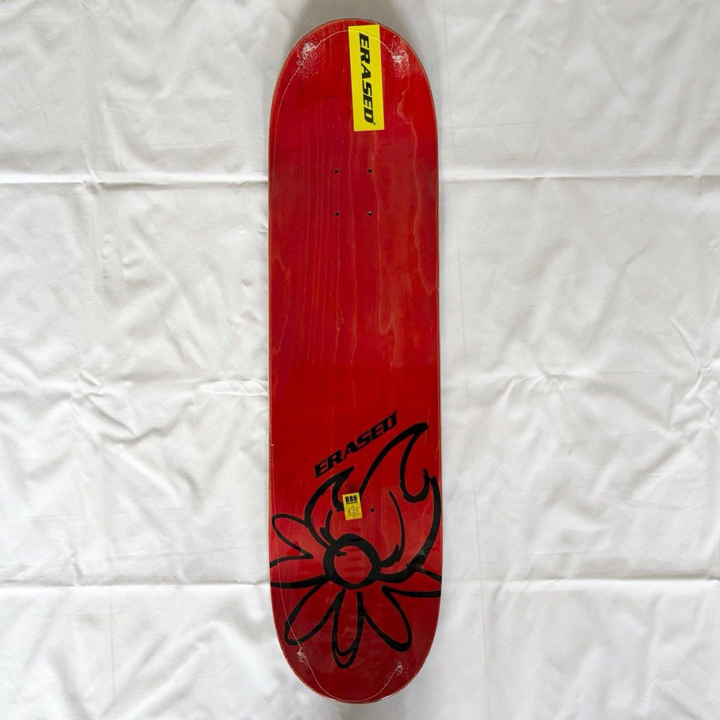 Erased “Burning Flower Black” 8.0” x 31.4” / 8.25” x 31.5” Skateboard Deck-Halfpiped