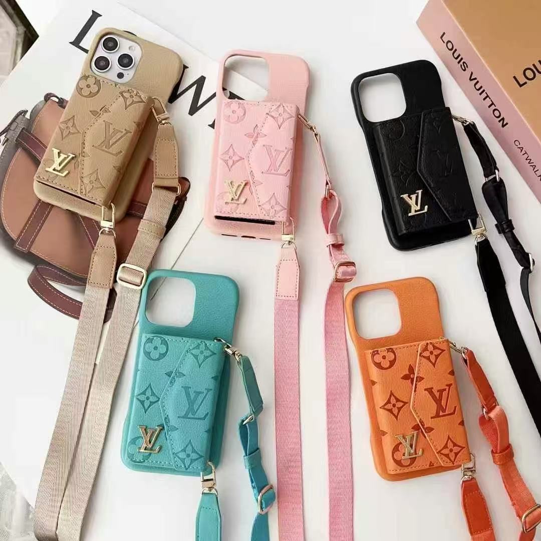 Louis Vuitton 多色印花手機卡包(帶專櫃背帶)-美觀與使用結合! 專櫃皮質製作,不與地攤貨比較!