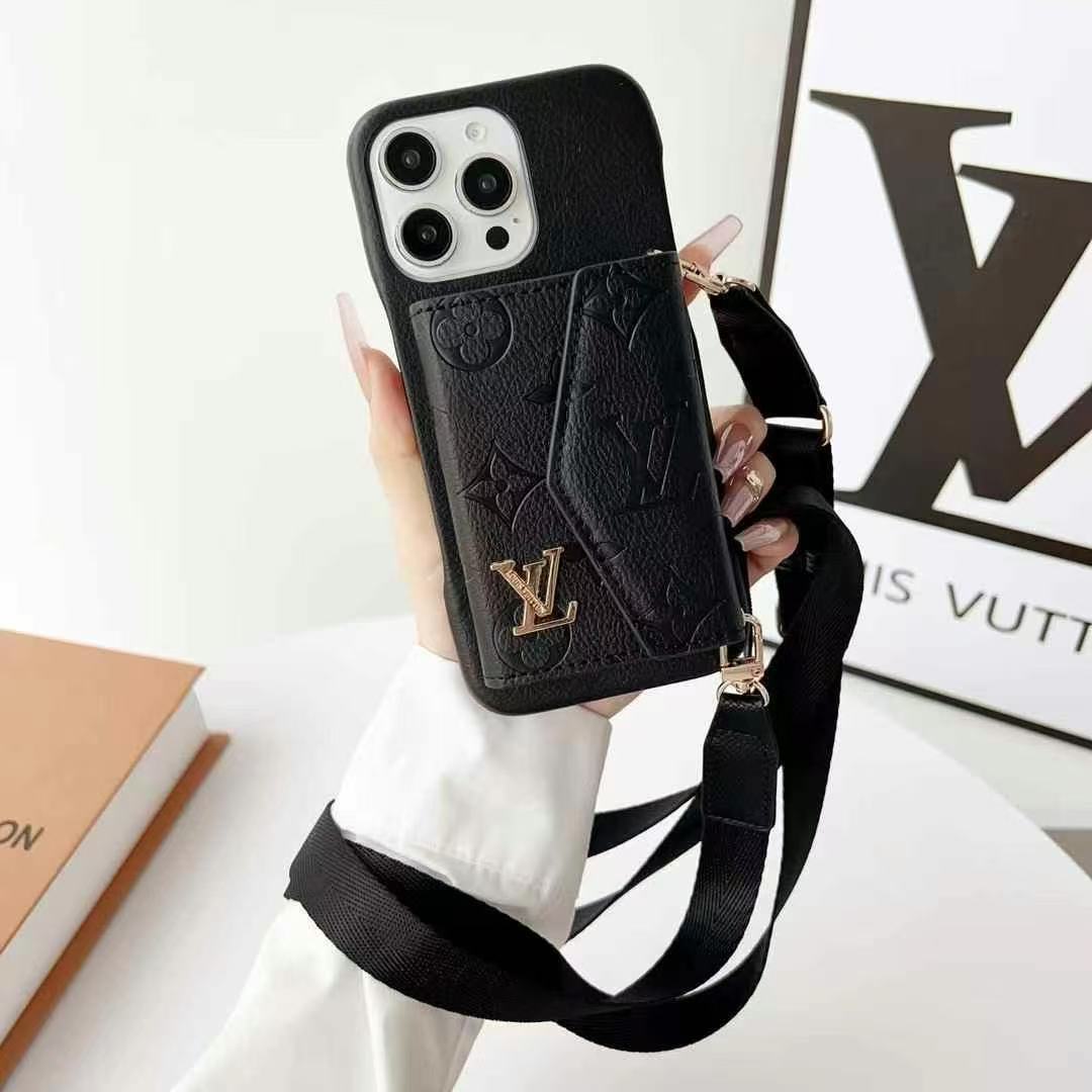 Louis Vuitton 多色印花手機卡包(帶專櫃背帶)-美觀與使用結合! 專櫃皮質製作,不與地攤貨比較!
