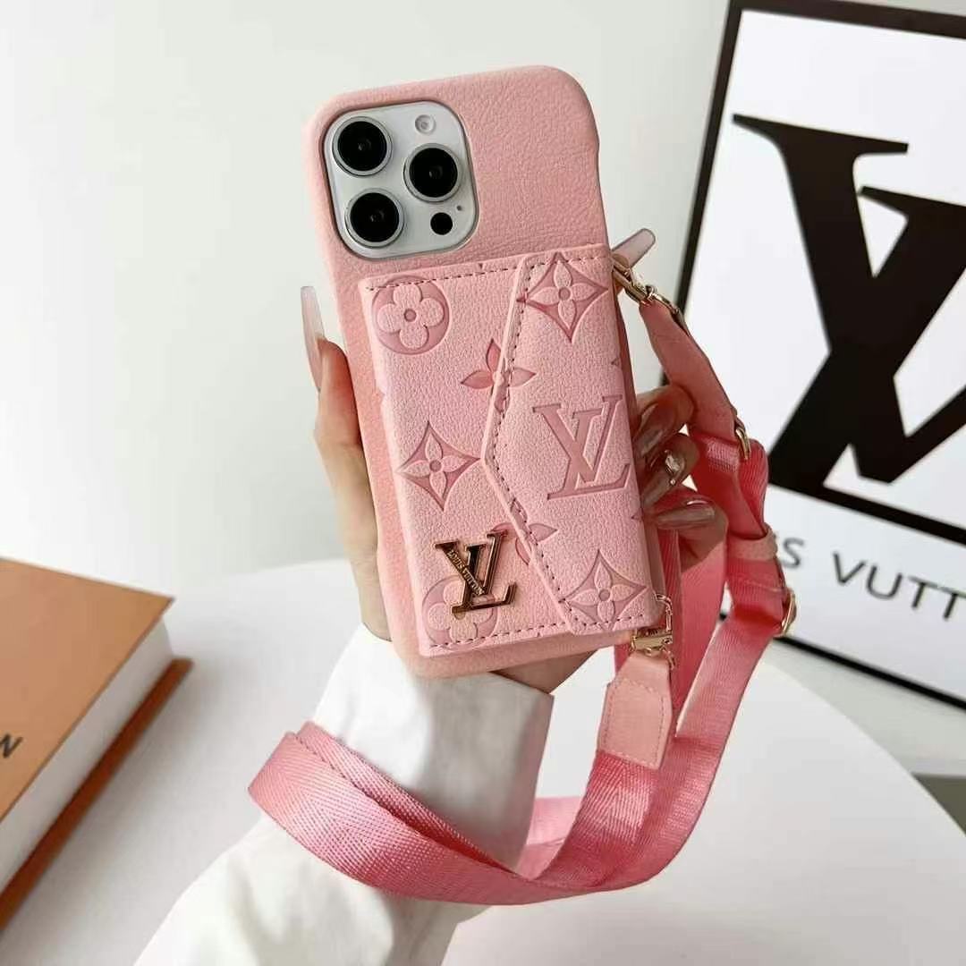 Louis Vuitton 多色印花手機卡包(帶專櫃背帶)-美觀與使用結合! 專櫃皮質製作,不與地攤貨比較!