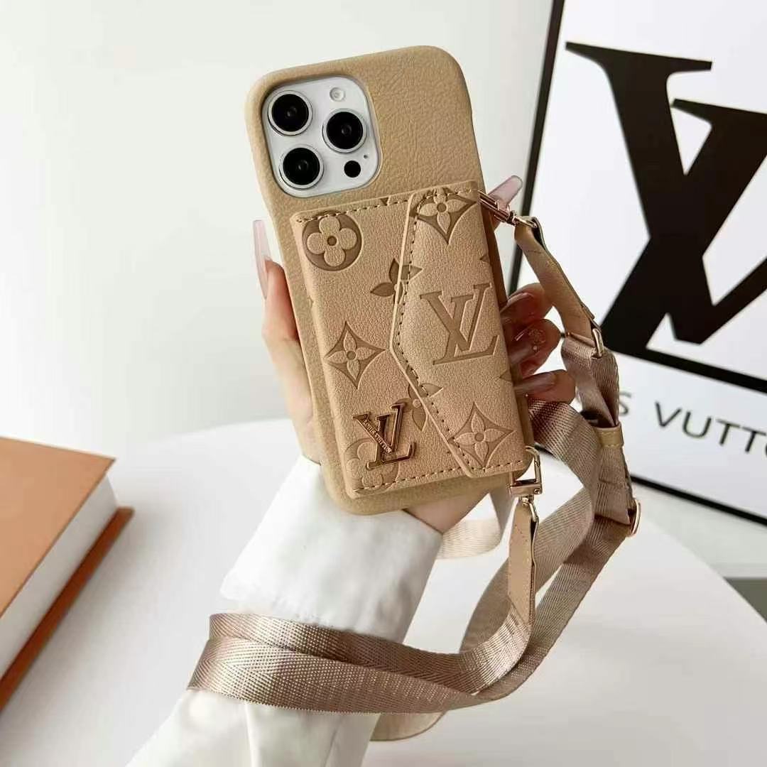 Louis Vuitton 多色印花手機卡包(帶專櫃背帶)-美觀與使用結合! 專櫃皮質製作,不與地攤貨比較!