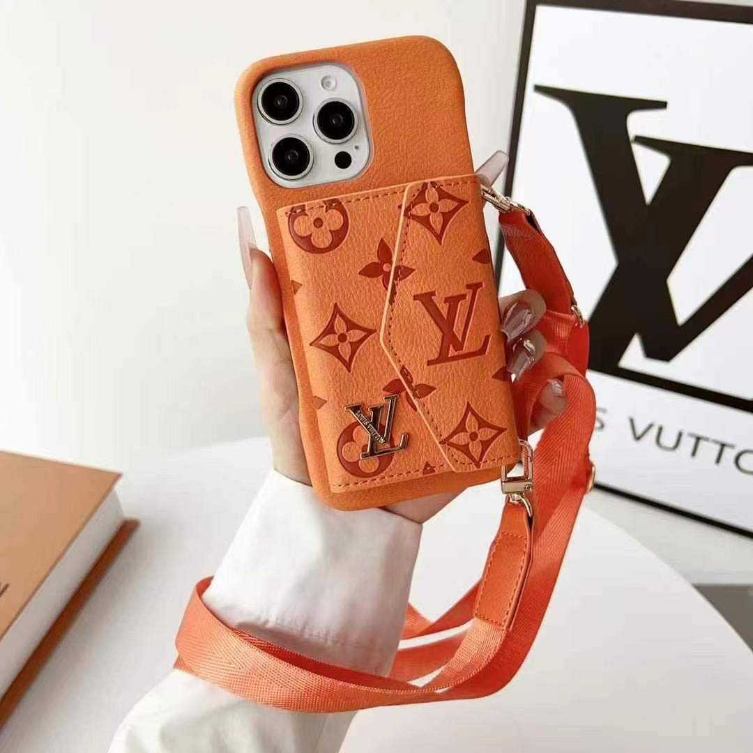 Louis Vuitton 多色印花手機卡包(帶專櫃背帶)-美觀與使用結合! 專櫃皮質製作,不與地攤貨比較!