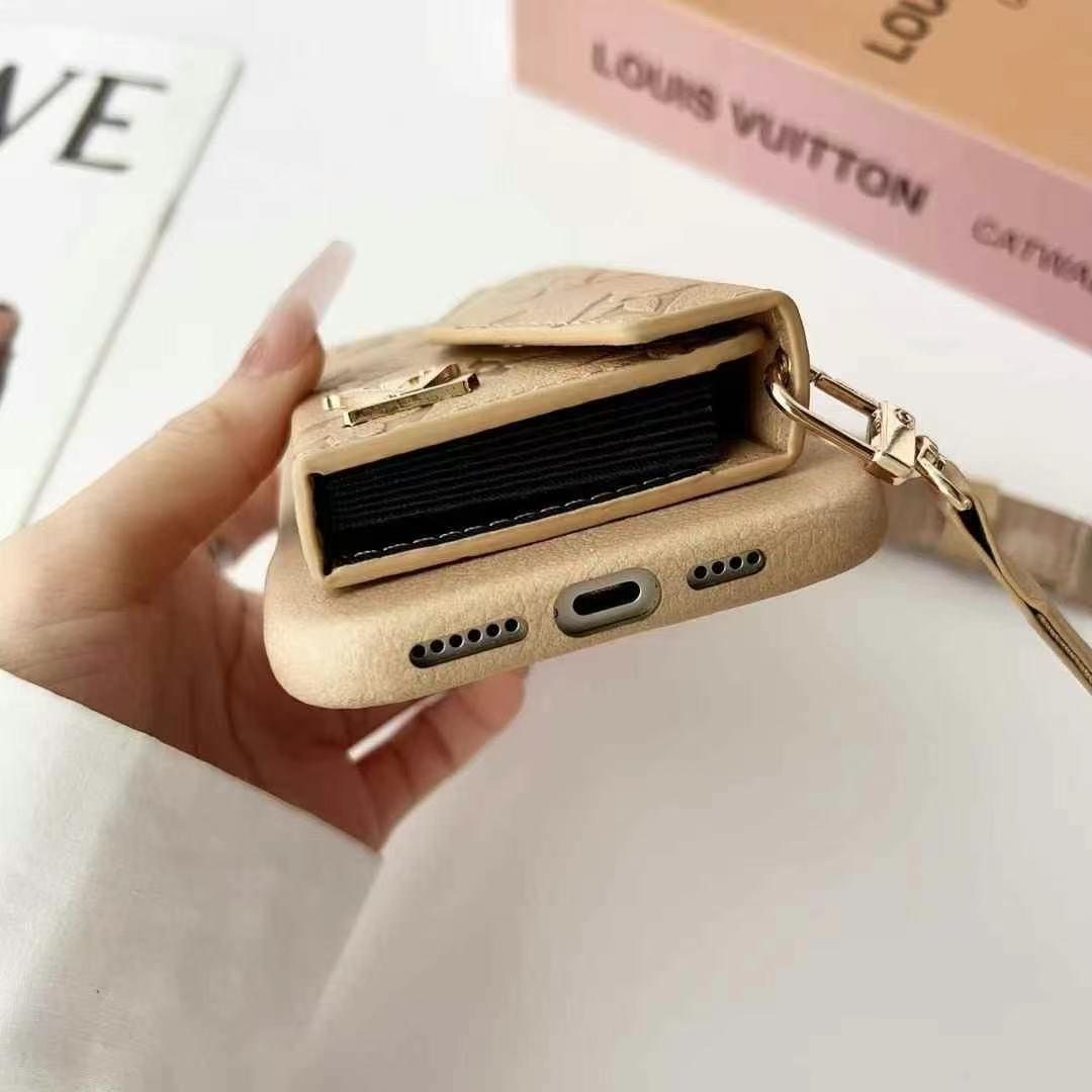 Louis Vuitton 多色印花手機卡包(帶專櫃背帶)-美觀與使用結合! 專櫃皮質製作,不與地攤貨比較!