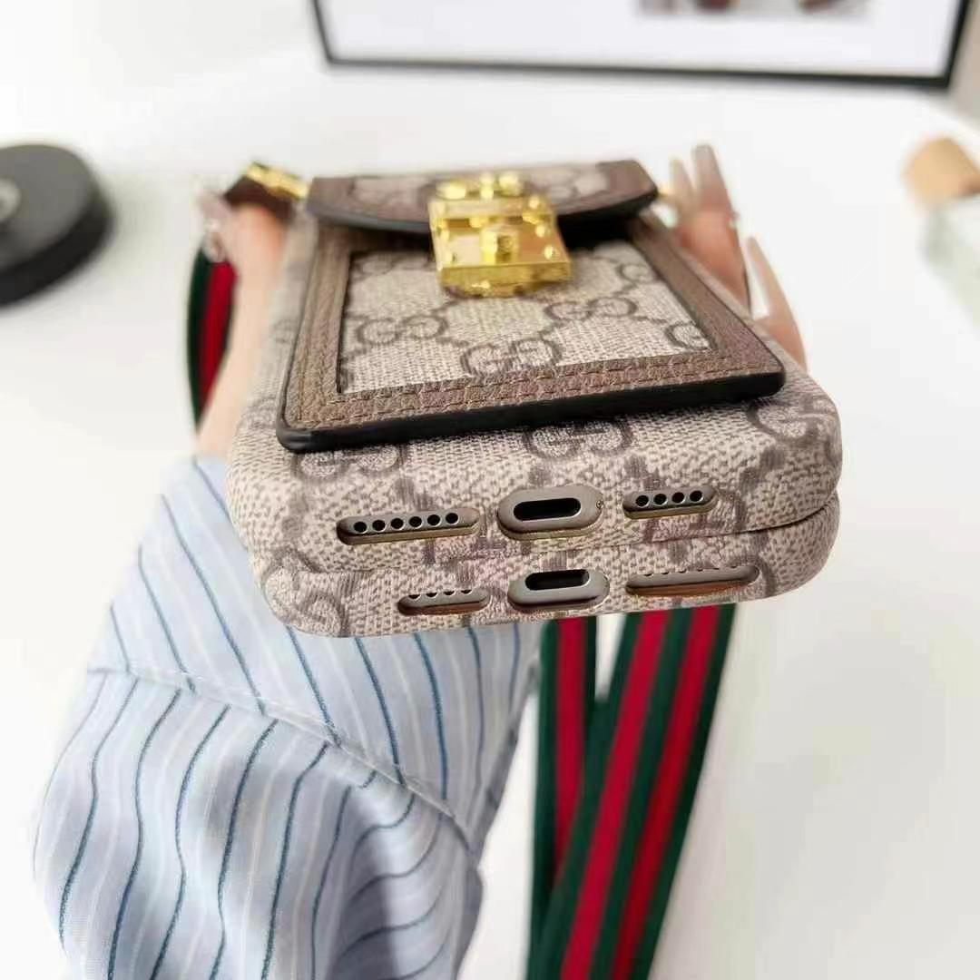 GUCCI古馳經典卡包(帶背帶)-美觀與使用結合! 專櫃皮質製作,不與地攤貨比較!