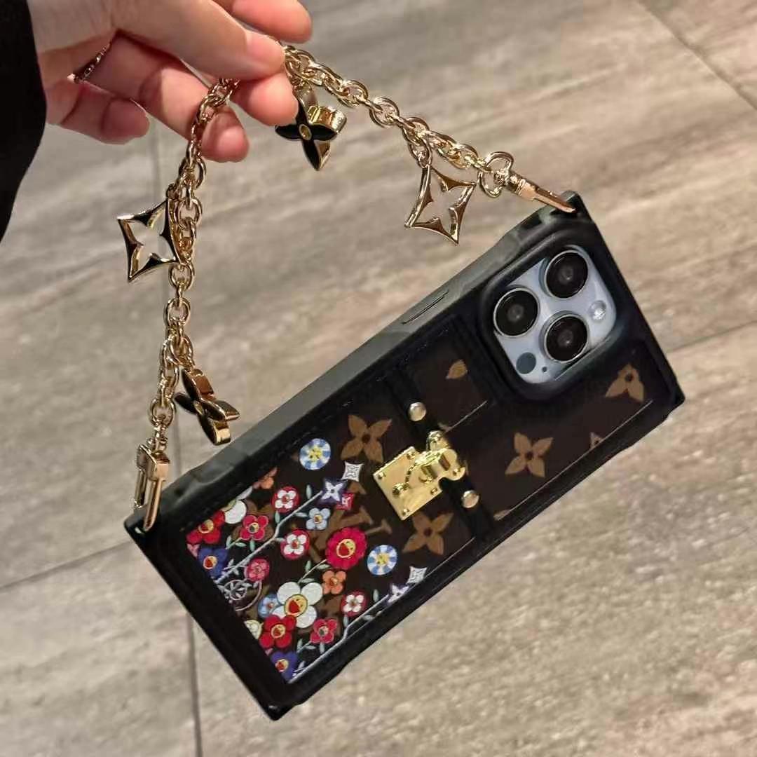 LV印花方形手機殼(帶長短背帶)-超個性手機殼,專櫃皮質製作,不與地攤貨比較!