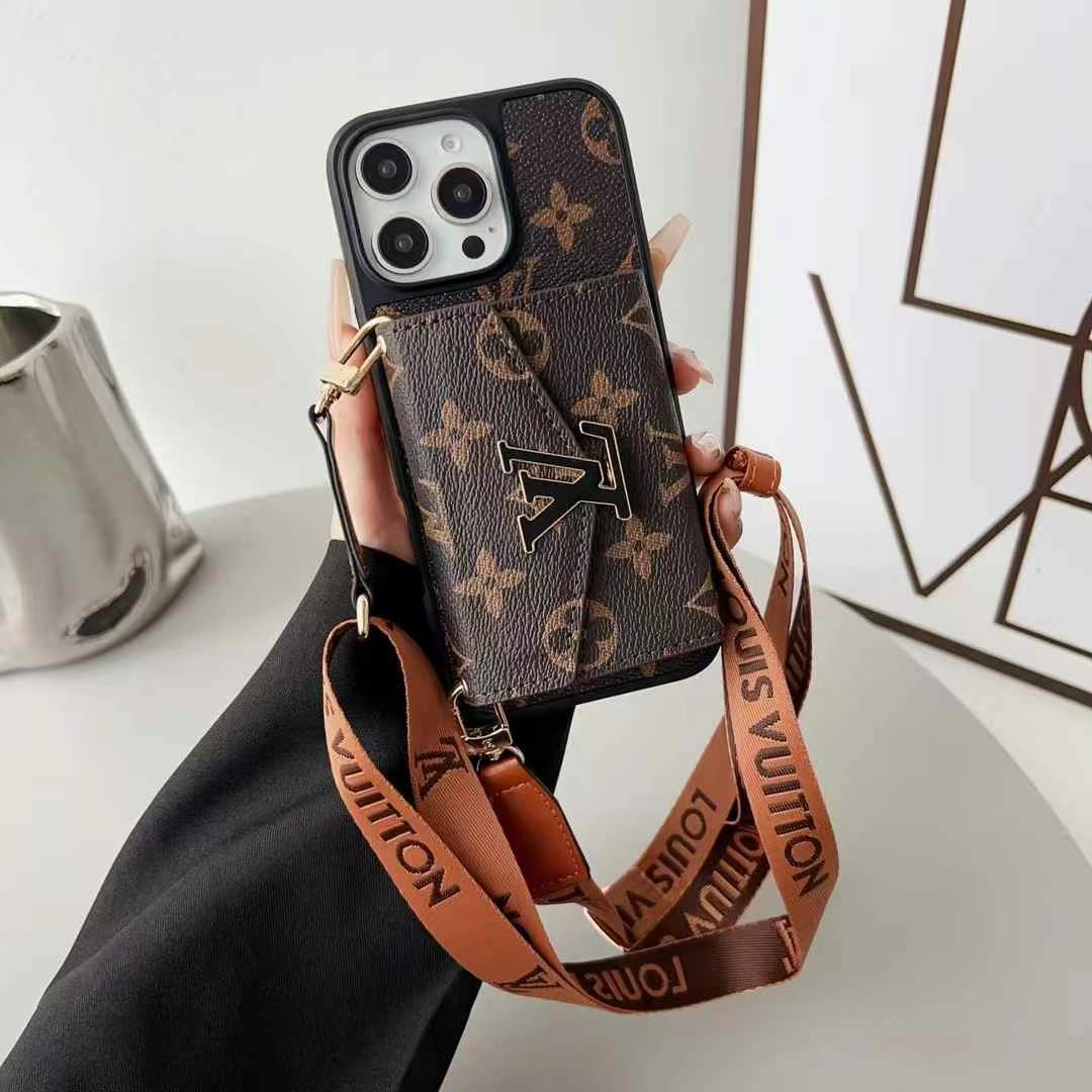 LV路易斯威登GUCCI經典老花手風琴手機卡包大LOGO(帶背帶)-美觀與使用結合! 專櫃皮質製作,不與地攤貨比較!