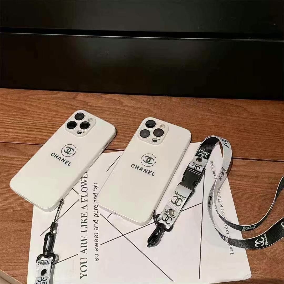 簡約CHANEL磨砂玻璃手機殼(帶背帶)-美觀與使用結合! 專櫃皮質製作,不與地攤貨比較!