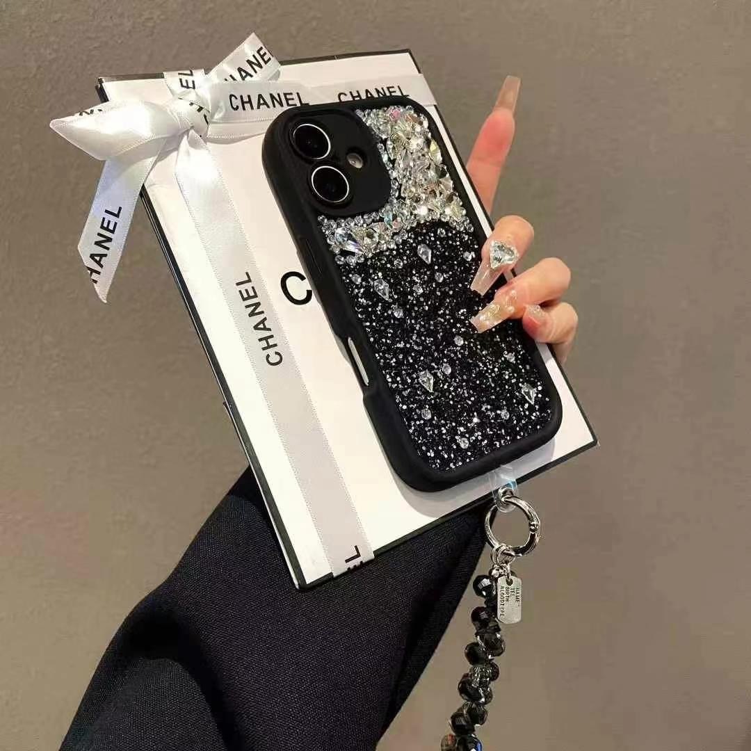 CHANEL手工水鑽手機殼(不帶手鏈)-美觀與使用結合! 專櫃皮質製作,不與地攤貨比較!