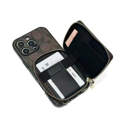 Coach蔻馳拉鏈款便攜卡包（帶背帶）-美觀與使用結合！ 專櫃皮質製作，不與地攤貨比較！