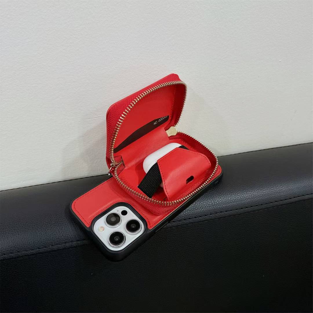 YSL聖羅蘭拉鏈大容量手機卡包(帶專櫃背帶)-美觀與使用結合! 專櫃皮質製作,不與地攤貨比較!