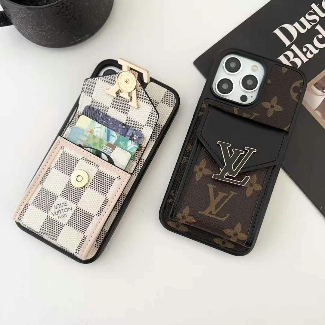 LV多色大LOGO手機卡包(帶專櫃背帶)-美觀與使用結合! 專櫃皮質製作,不與地攤貨比較!