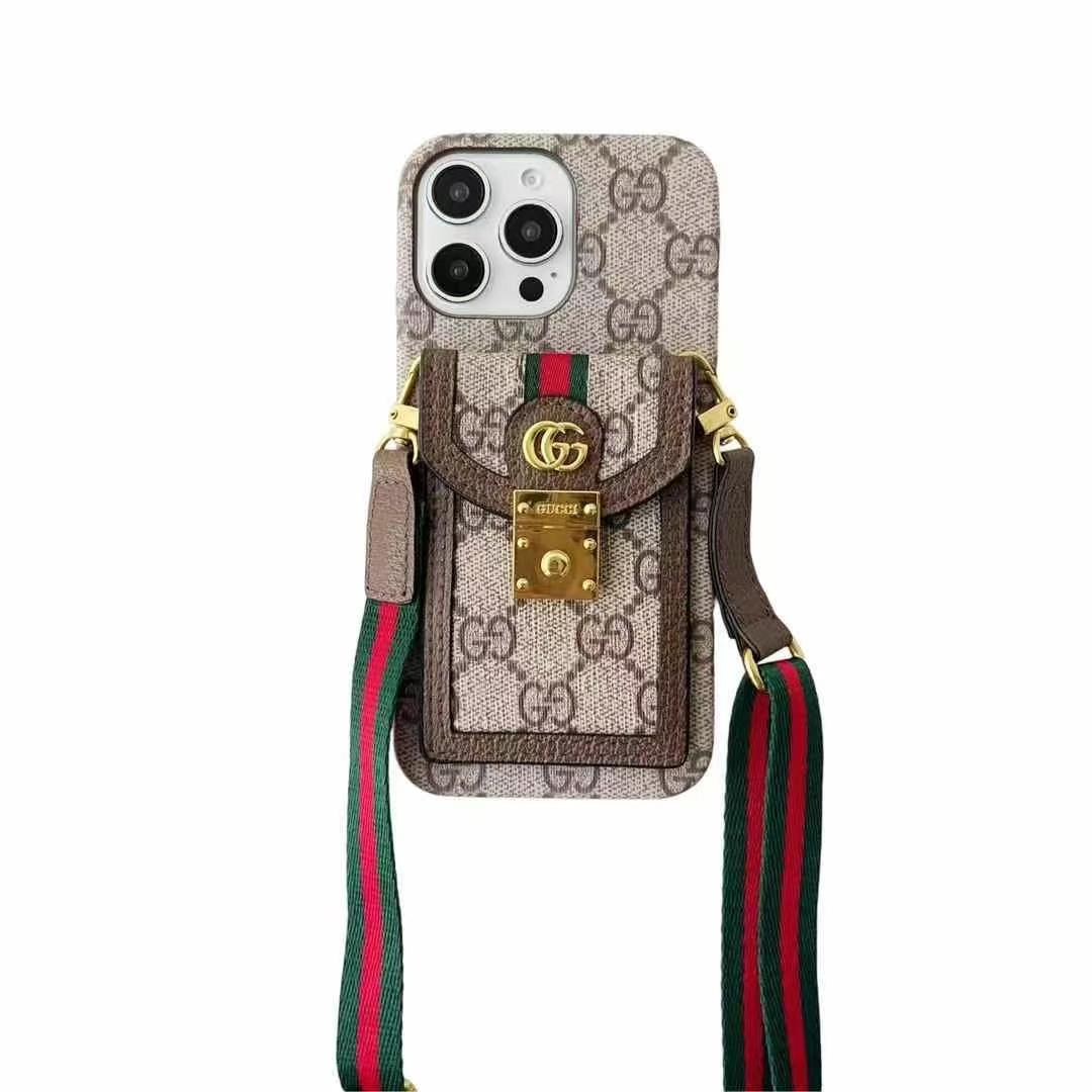GUCCI古馳經典卡包（帶背帶）-美觀與使用結合！ 專櫃皮質製作，不與地攤貨比較！