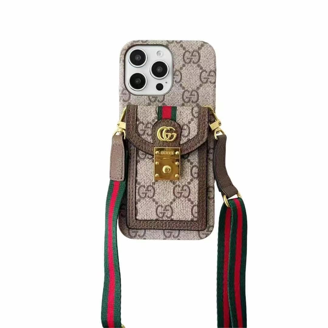 GUCCI古馳經典卡包(帶背帶)-美觀與使用結合! 專櫃皮質製作,不與地攤貨比較!
