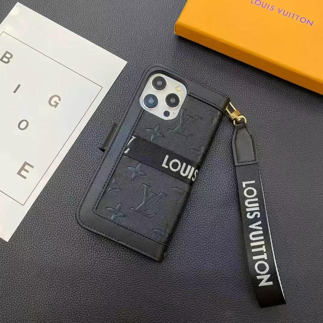 LV路易斯威登翻蓋式手機卡包(帶背帶)-美觀與使用結合! 專櫃皮質製作,不與地攤貨比較!