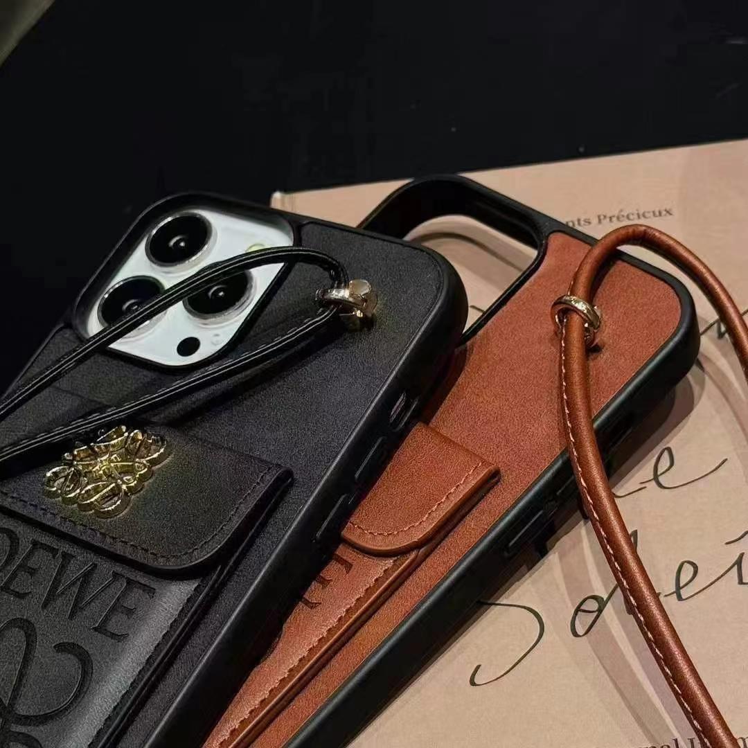 LOEWE 手機卡包(帶手鏈)-美觀與使用結合! 專櫃皮質製作,不與地攤貨比較!