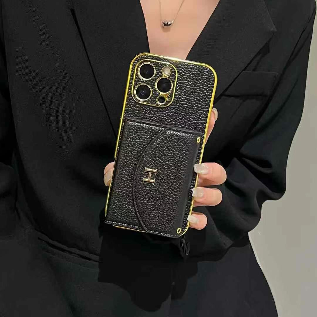 LV路易斯威登GUCCI經典老花手風琴手機卡包小LOGO(帶背帶)-美觀與使用結合!專櫃皮質製作,不與地攤貨比較!