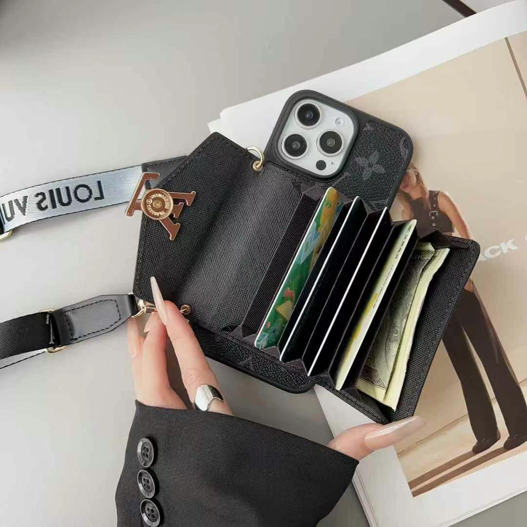 LV路易斯威登GUCCI經典老花手風琴手機卡包大LOGO(帶背帶)-美觀與使用結合! 專櫃皮質製作,不與地攤貨比較!