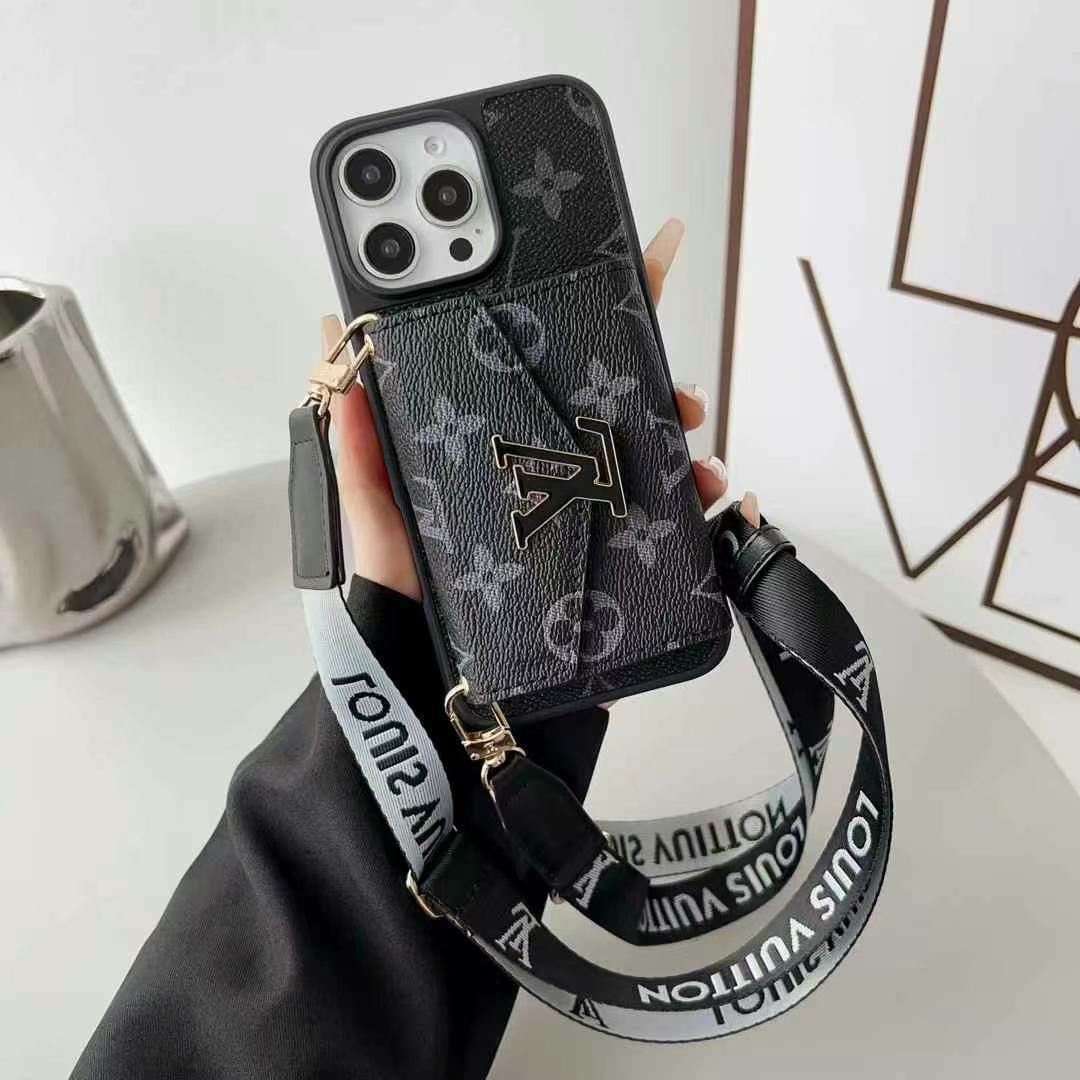 LV路易斯威登GUCCI經典老花手風琴手機卡包大LOGO(帶背帶)-美觀與使用結合! 專櫃皮質製作,不與地攤貨比較!