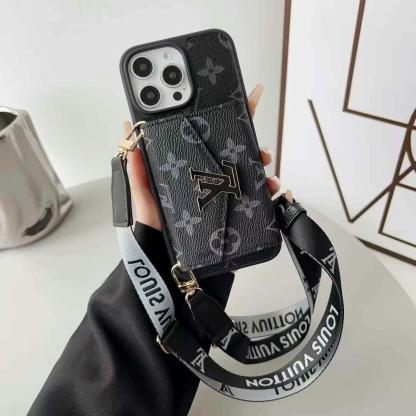 LV路易斯威登GUCCI經典老花手風琴手機卡包大LOGO（帶背帶）-美觀與使用結合！ 專櫃皮質製作，不與地攤貨比較！