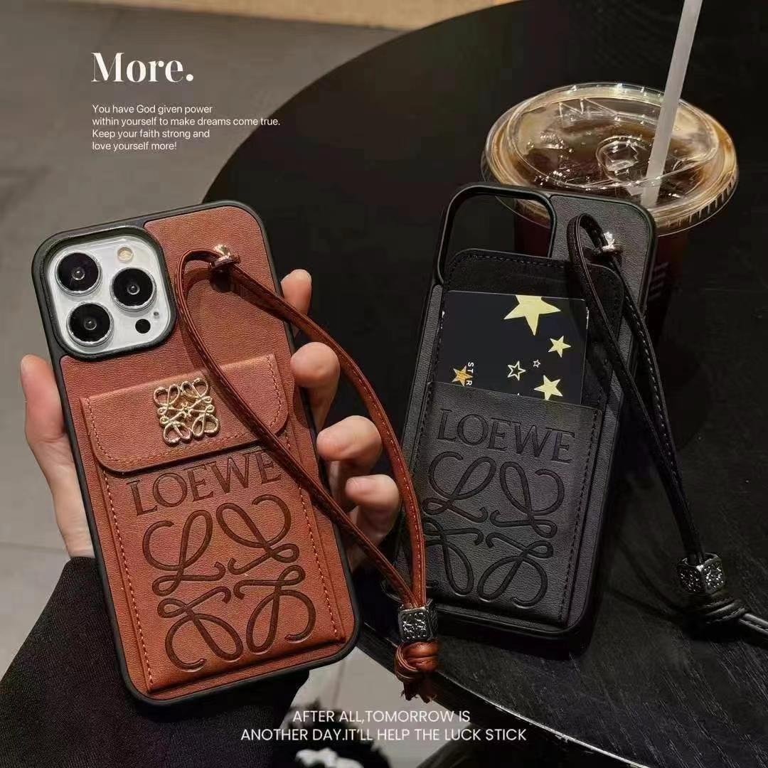 LOEWE 手機卡包(帶手鏈)-美觀與使用結合! 專櫃皮質製作,不與地攤貨比較!