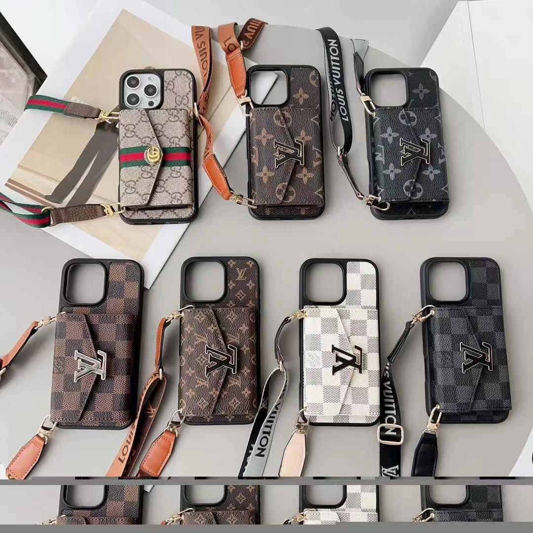 LV路易斯威登GUCCI經典老花手風琴手機卡包大LOGO(帶背帶)-美觀與使用結合! 專櫃皮質製作,不與地攤貨比較!