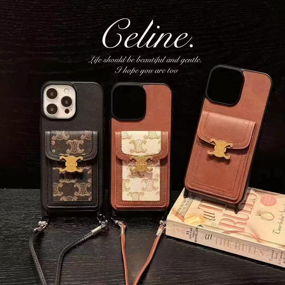 Celine·賽琳斜跨卡包(帶專櫃背帶)-美觀與使用結合! 專櫃皮質製作,不與地攤貨比較!
