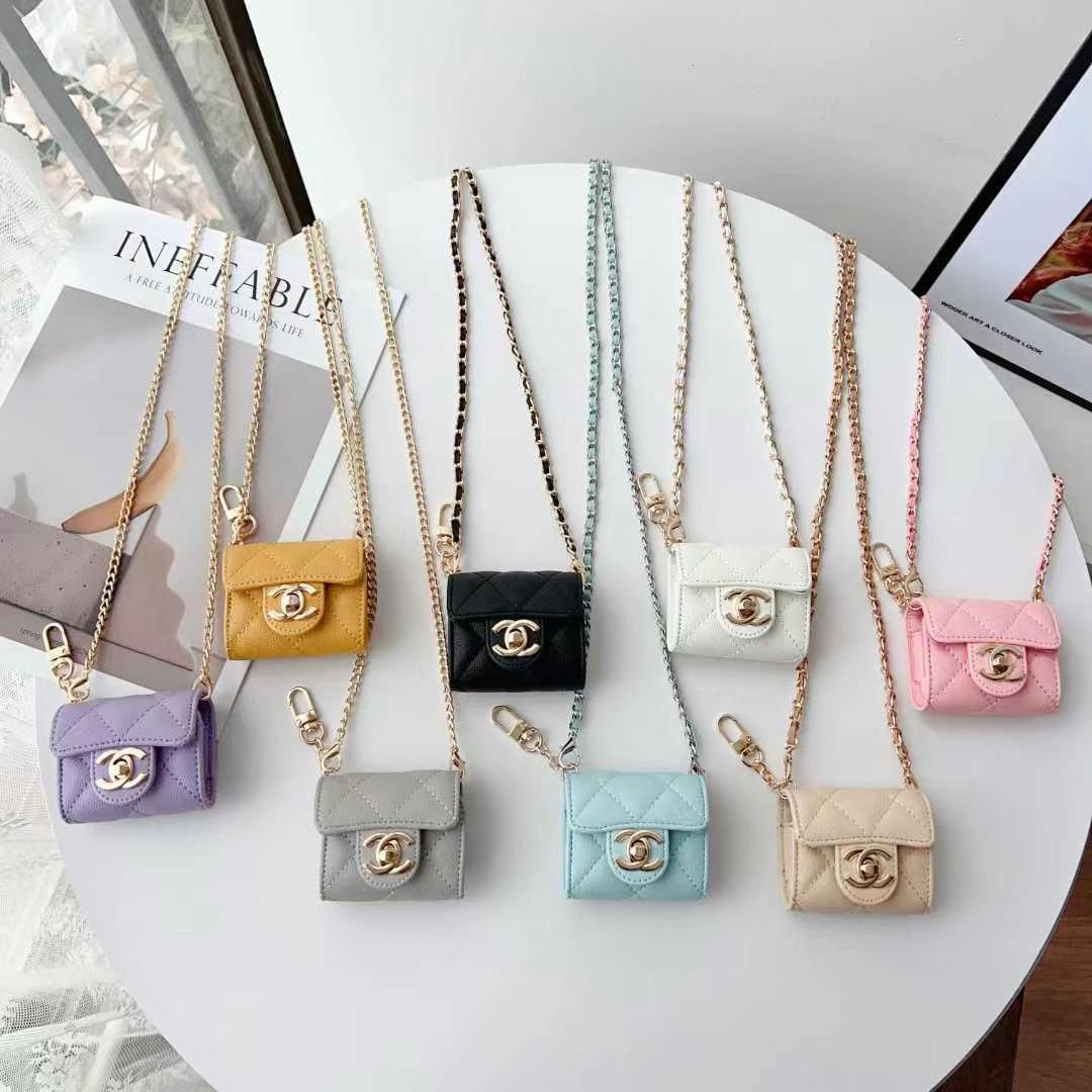 Chanel香奈兒多彩耳機包(帶背帶)-專櫃皮質製作