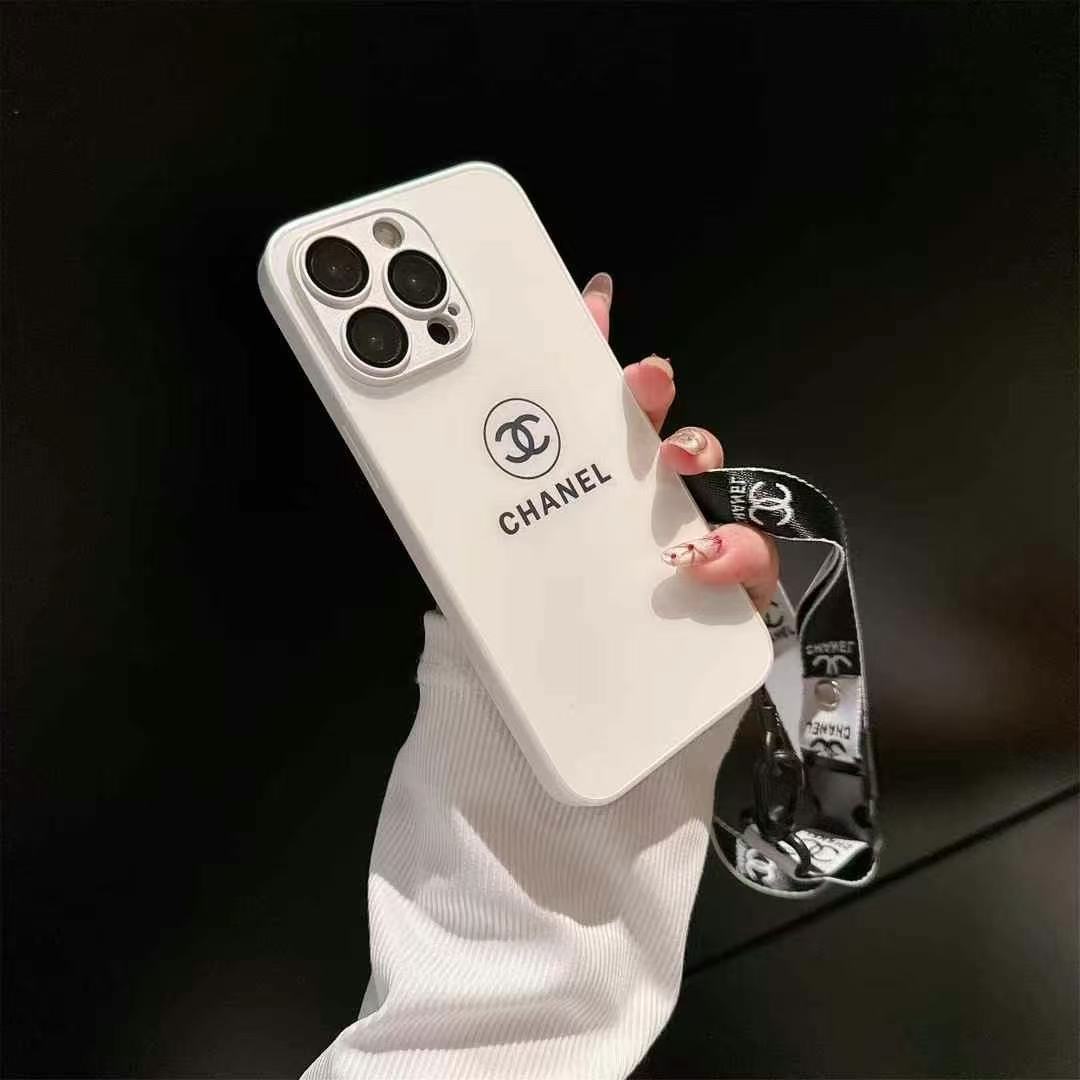 簡約CHANEL磨砂玻璃手機殼(帶背帶)-美觀與使用結合! 專櫃皮質製作,不與地攤貨比較!