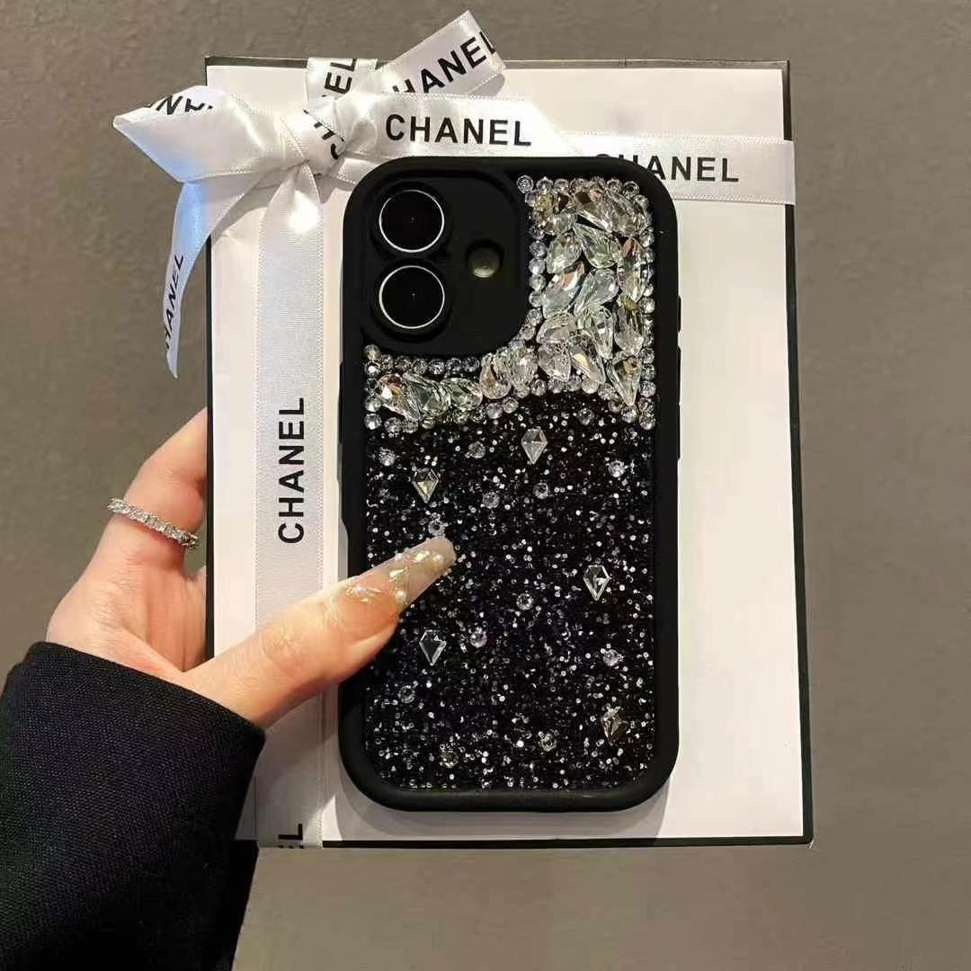 CHANEL手工水鑽手機殼(不帶手鏈)-美觀與使用結合! 專櫃皮質製作,不與地攤貨比較!