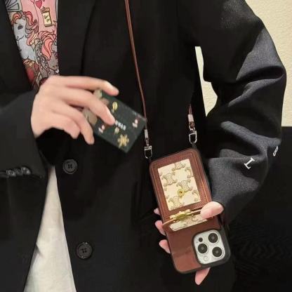 Celine·賽琳斜跨卡包（帶專櫃背帶）-美觀與使用結合！ 專櫃皮質製作，不與地攤貨比較！
