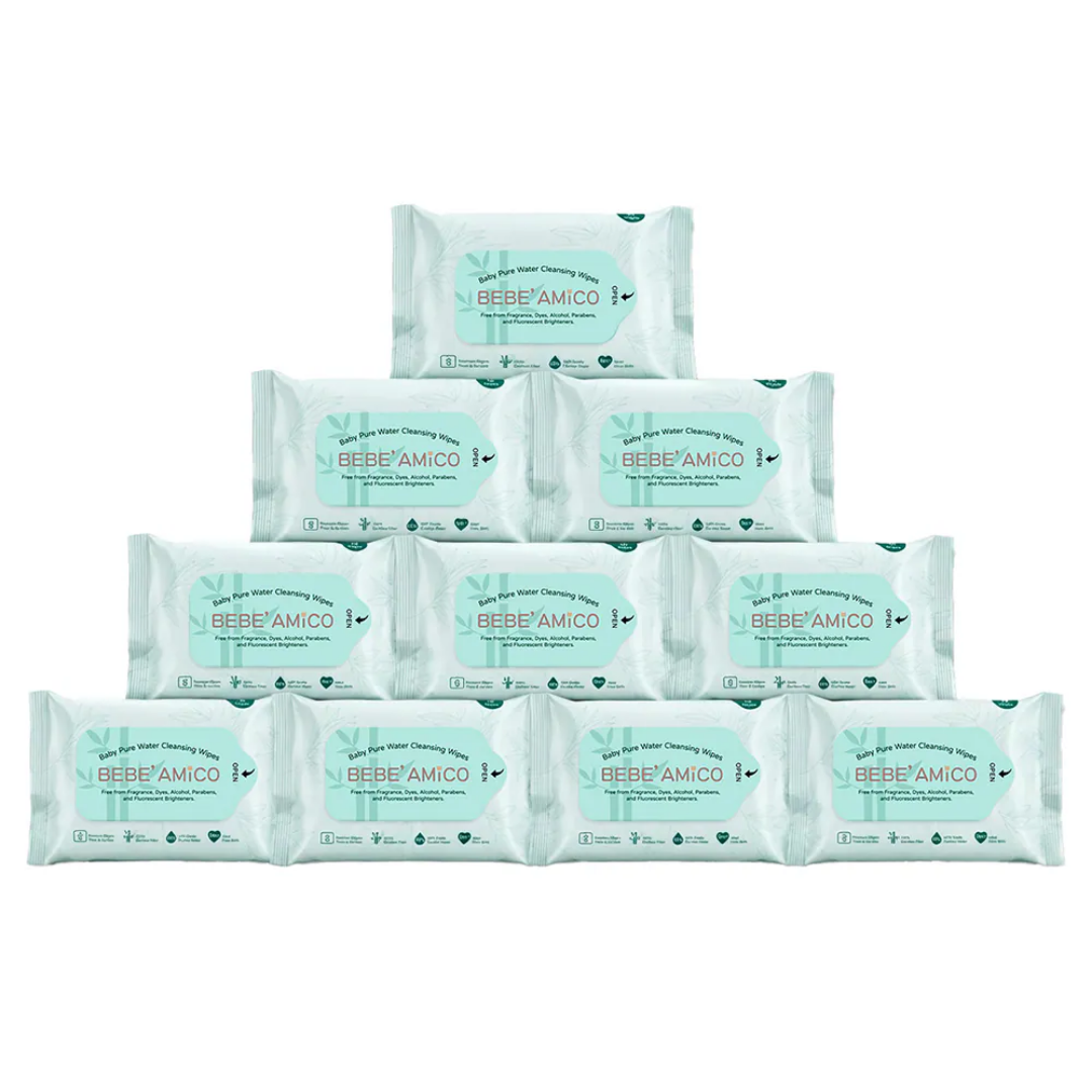 Baby Pure Water Cleansing Wipes - 100% Bamboo Fibre (10pcs/pk)[Exp: July 2029]